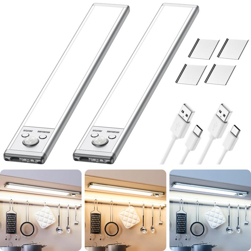 Motion Sensor Under Cabinet Light – Rechargeable 1500mAh USB Dimmable LED with Magnetic Mount for Kitchen, Closet & Stairs