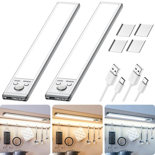 Motion Sensor Under Cabinet Light – Rechargeable 1500mAh USB Dimmable LED with Magnetic Mount for Kitchen, Closet & Stairs